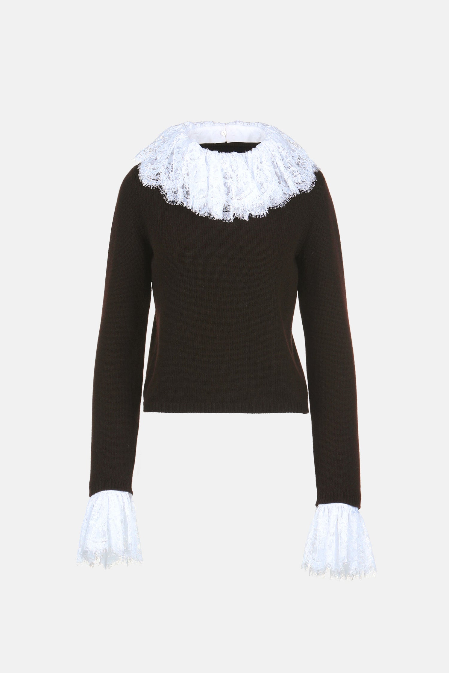 Luisa Spagnoli_Marrone/Bianco_Coupon - Wool Pullover with Lace Details Ð Fashion Show_COUPON_0921 0201_05