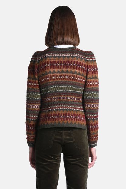Luisa Spagnoli Var Verde Oliv/Bordo Women Cremona Jacquard Knit Sweater SKU: CREMONA_3349 Image 03