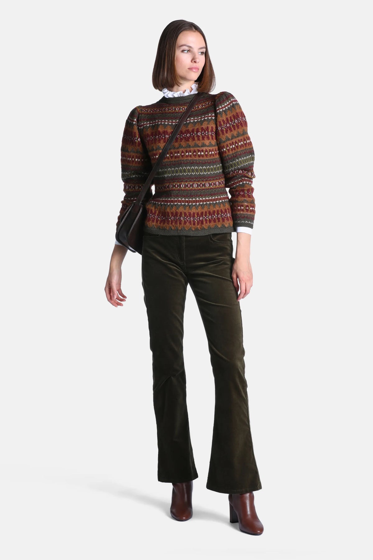 Luisa Spagnoli Var Verde Oliv/Bordo Women Cremona Jacquard Knit Sweater SKU: CREMONA_3349 Image 06
