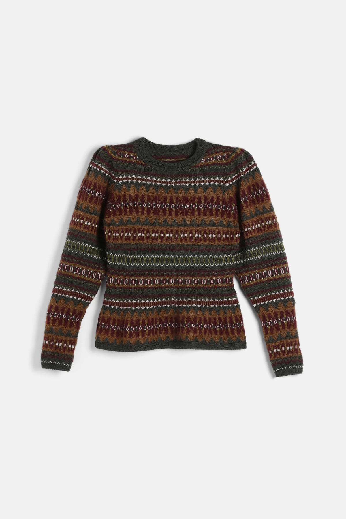 Luisa Spagnoli Var Verde Oliv/Bordo Women Cremona Jacquard Knit Sweater SKU: CREMONA_3349 Image 07
