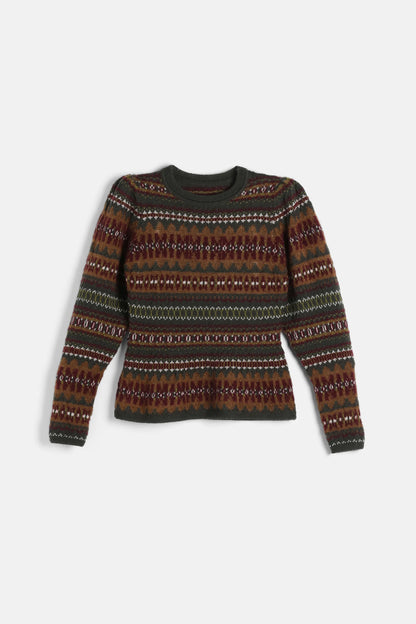 Luisa Spagnoli Var Verde Oliv/Bordo Women Cremona Jacquard Knit Sweater SKU: CREMONA_3349 Image 07