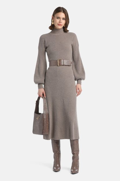 Luisa Spagnoli_Tortora_Curiosita - Cashmere-Blend Maxi Dress_CURIOSITA_1181_02