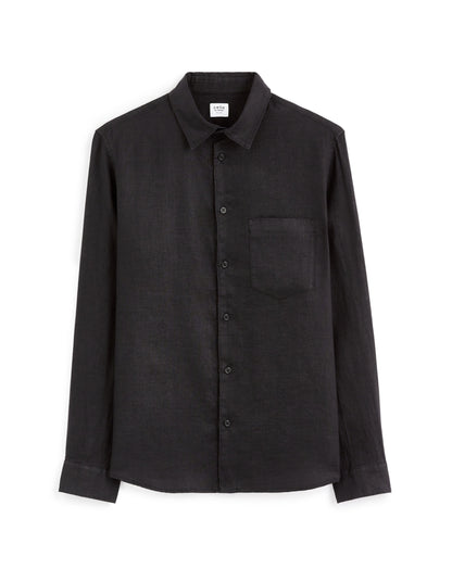 Regular Linen Shirt - Black_01