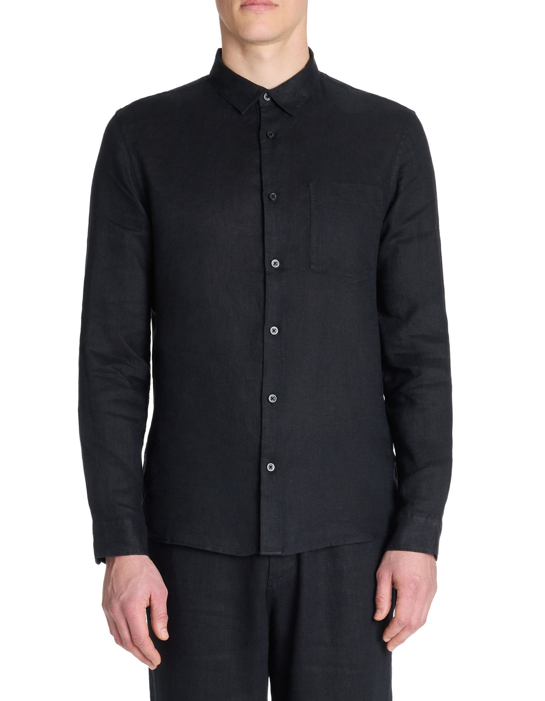 Celio_Black Regular Shirt 100% Linen_DAFLIX_BLACK_01