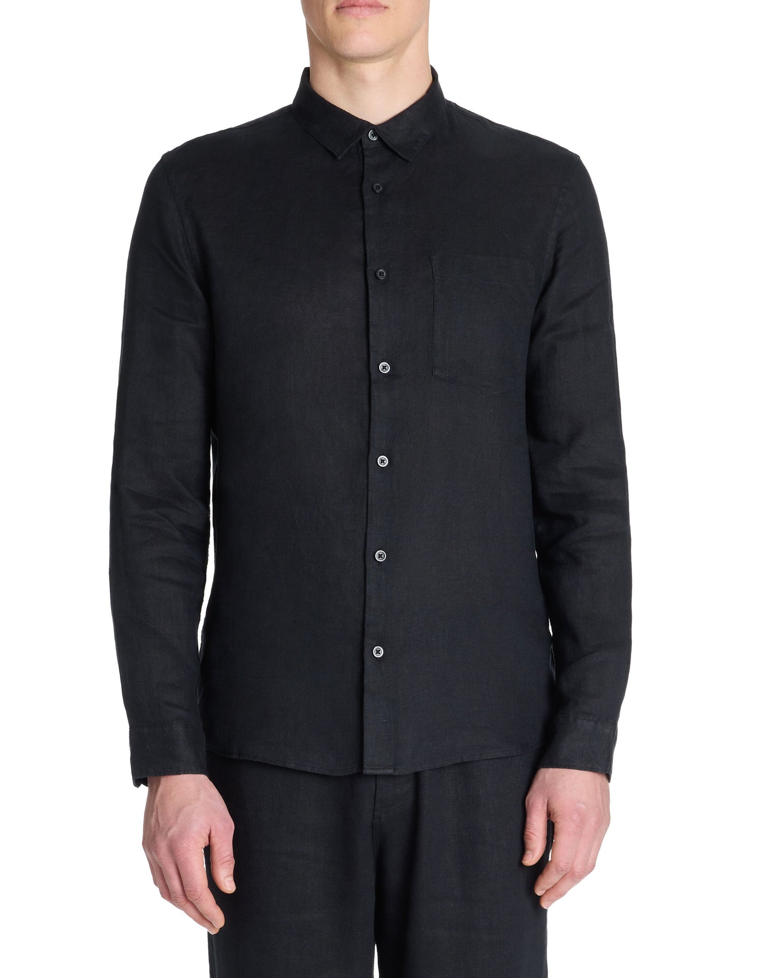 Celio_Black Regular Shirt 100% Linen_DAFLIX_BLACK_01