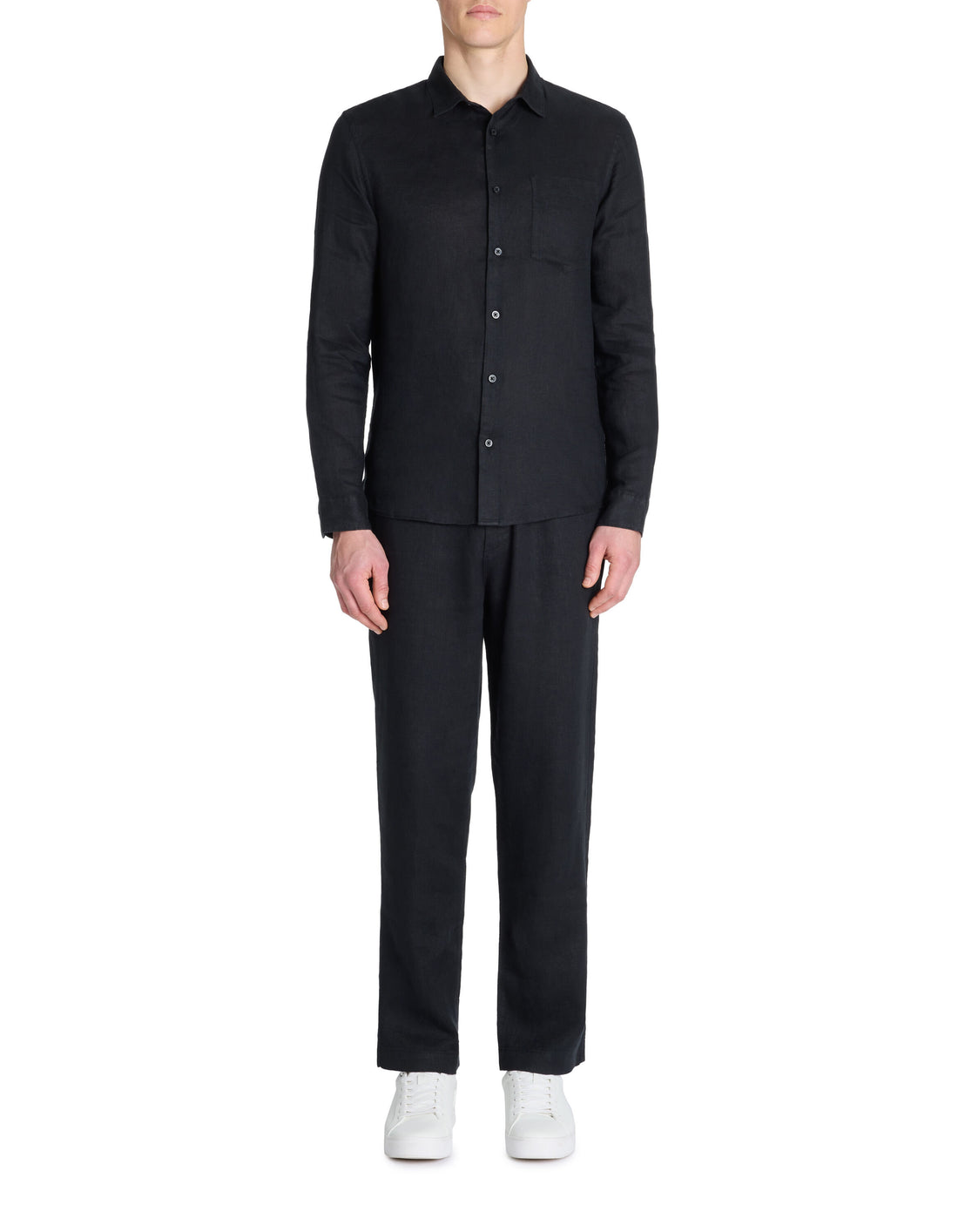 Celio_Black Regular Shirt 100% Linen_DAFLIX_BLACK_02