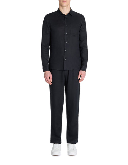 Celio_Black Regular Shirt 100% Linen_DAFLIX_BLACK_02