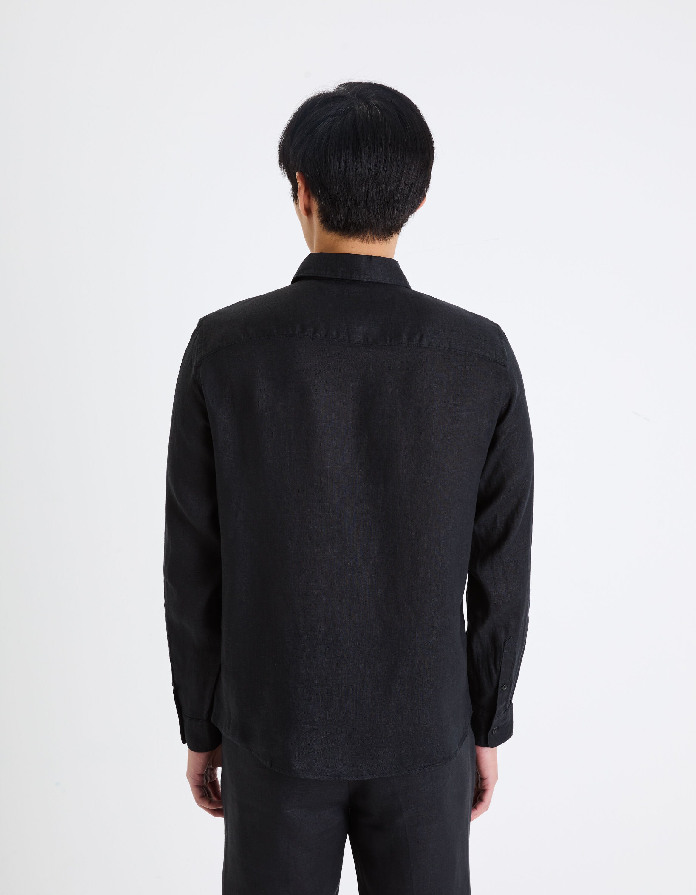 Regular Linen Shirt - Black_04