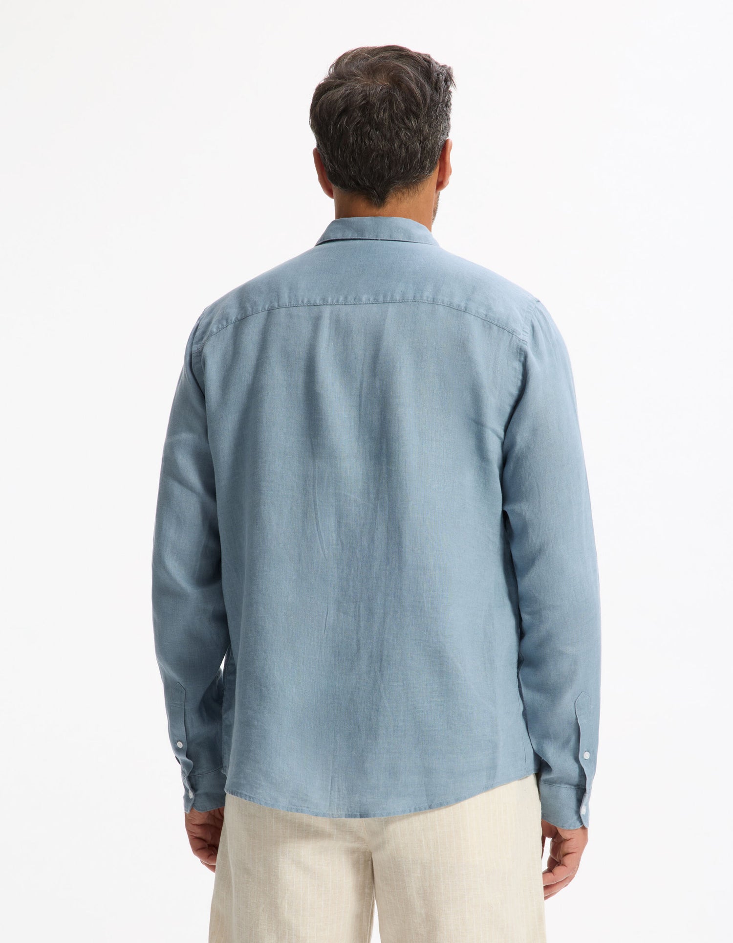 Celio_Blue Regular Shirt 100% Linen_DAFLIX_BLUE STORM_03