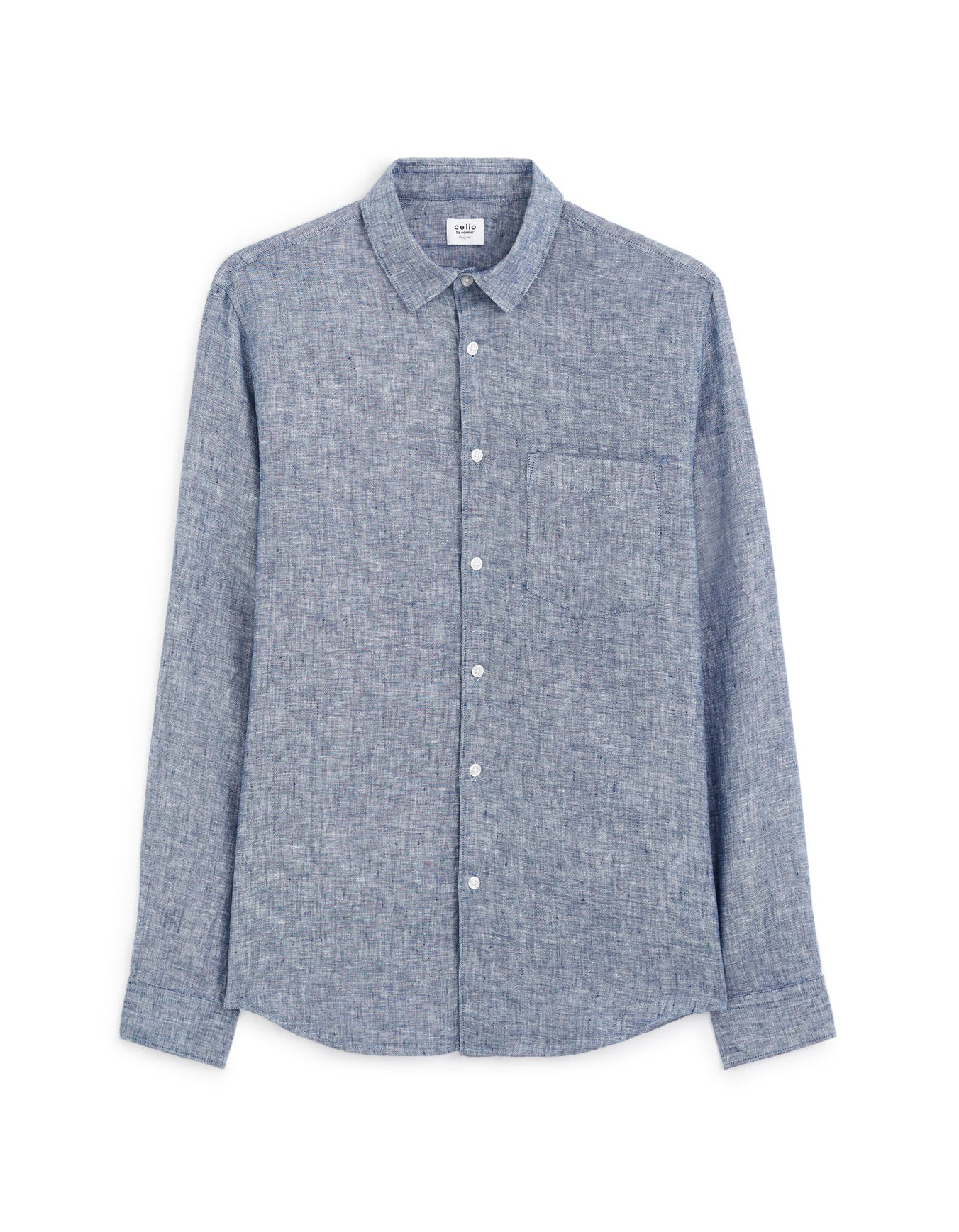 Regular Linen Shirt - Blue_01