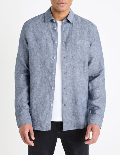 Regular Linen Shirt - Blue_02