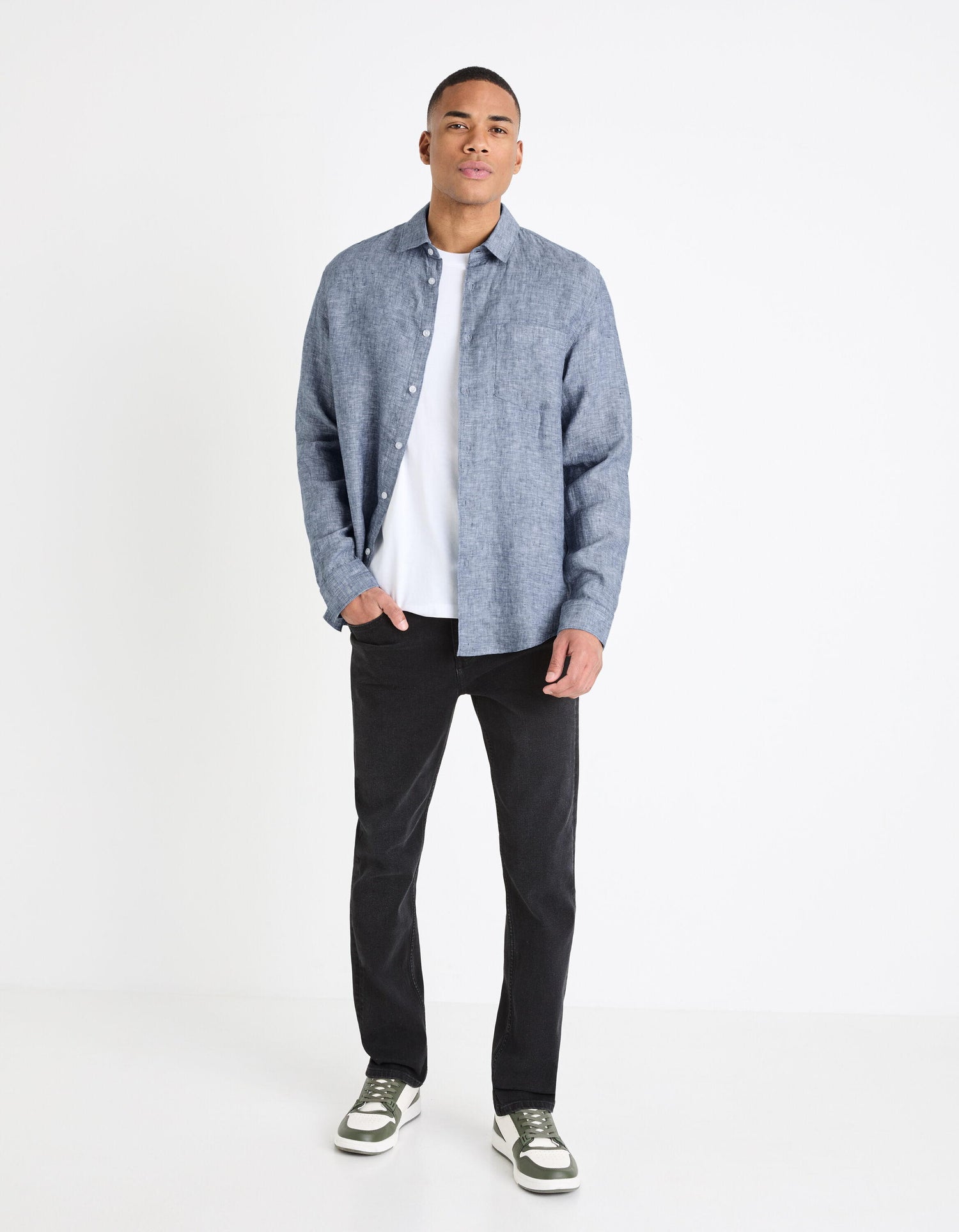 Regular Shirt 100% Linen_DAFLIX_CHAMBRAY_03