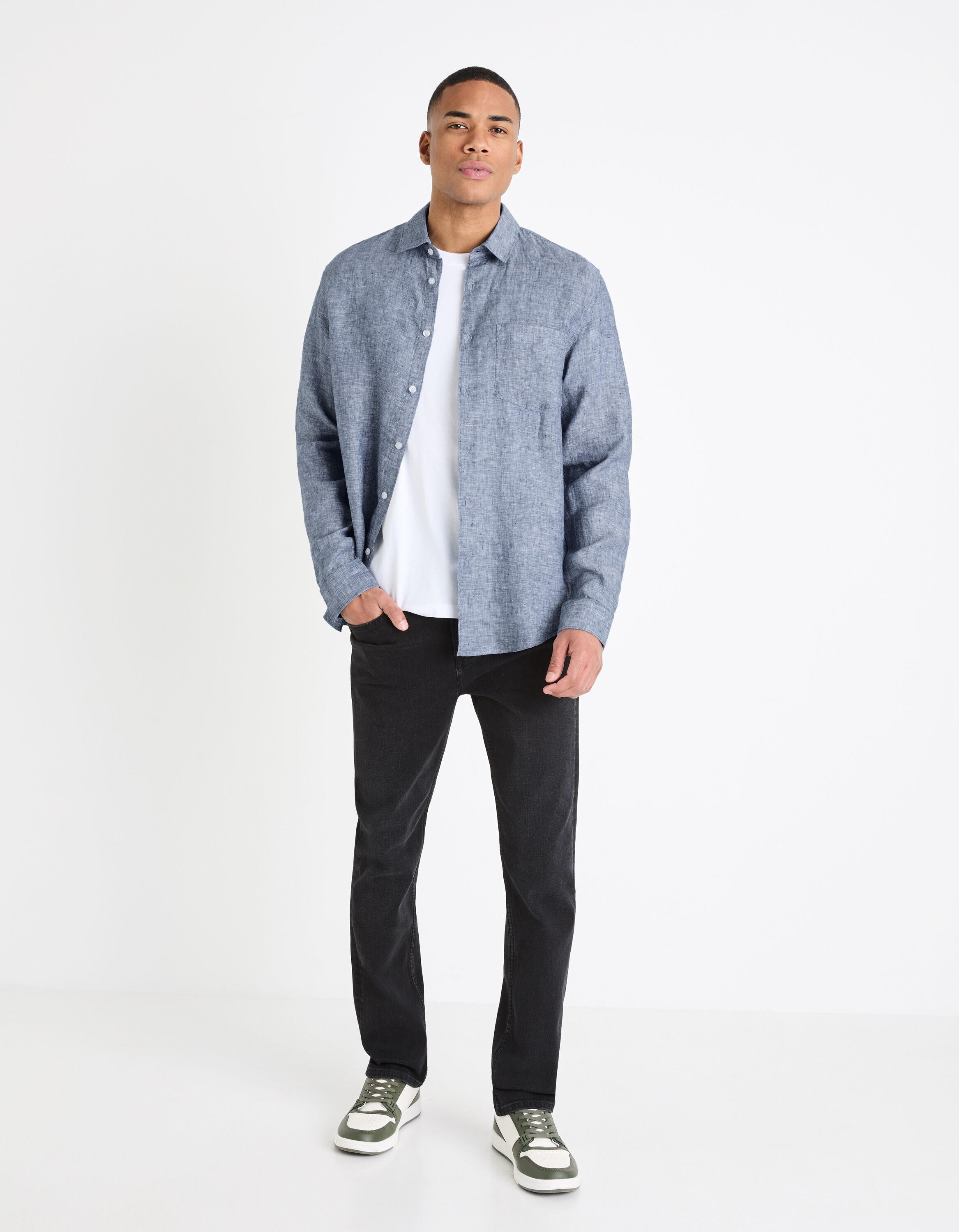 Regular Shirt 100% Linen_DAFLIX_CHAMBRAY_03