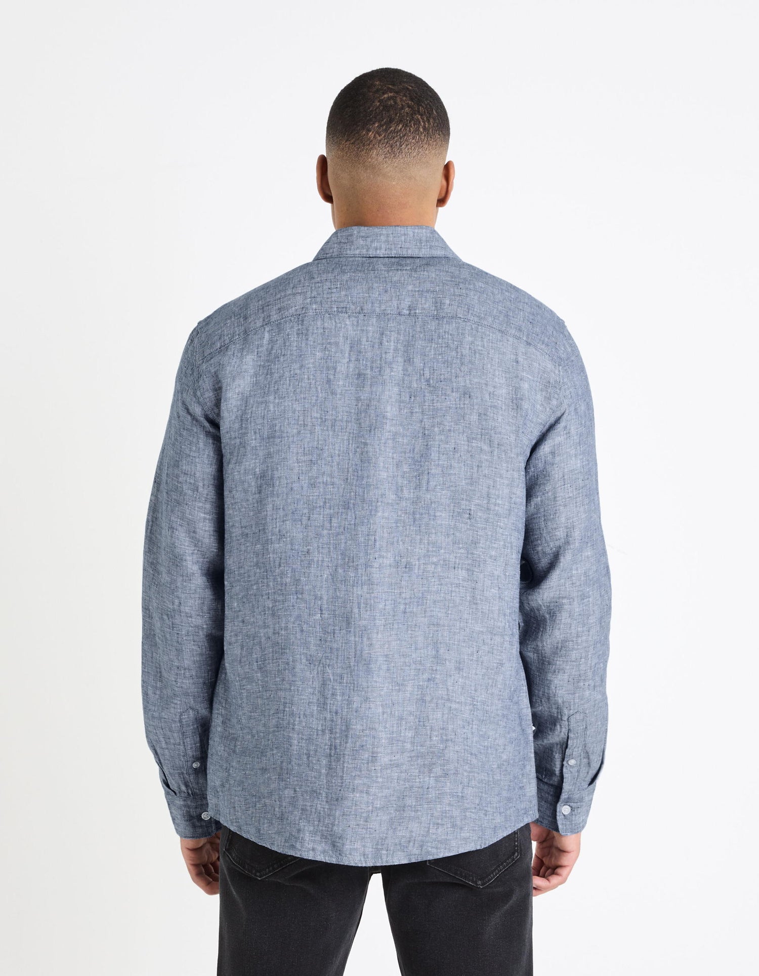 Regular Shirt 100% Linen_DAFLIX_CHAMBRAY_04