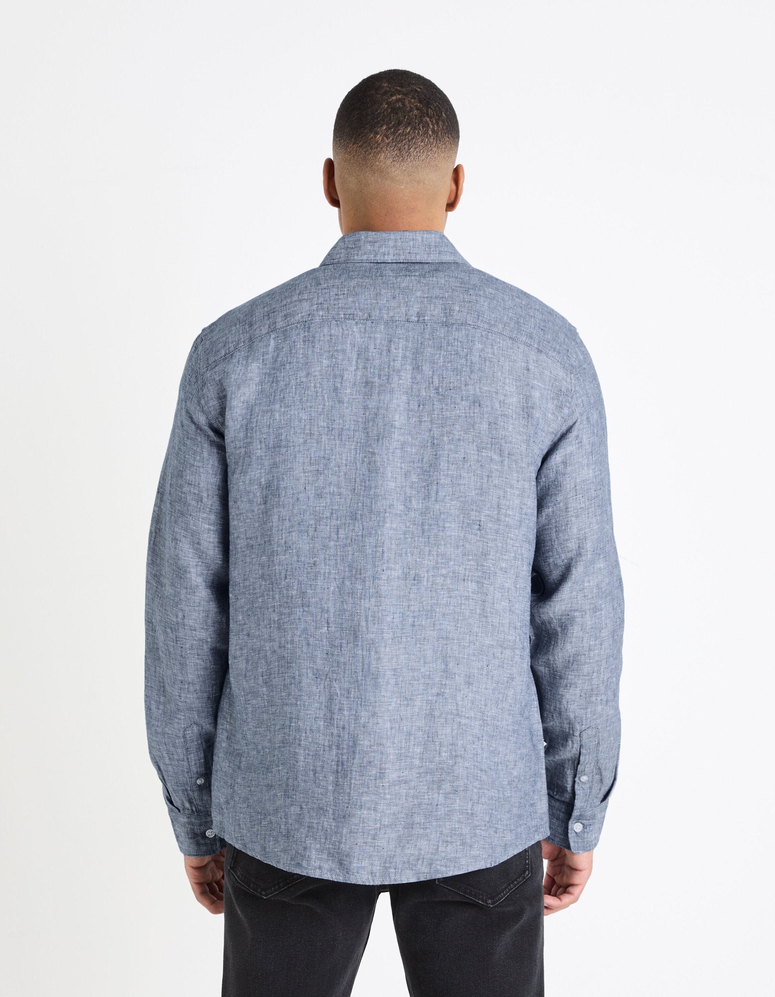 Regular Linen Shirt - Blue_04