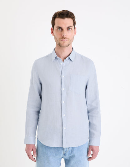 Regular Shirt 100% Linen_DAFLIX_LIGHT BLUE_01