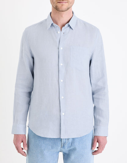 Regular Linen Shirt - Sky Blue_02