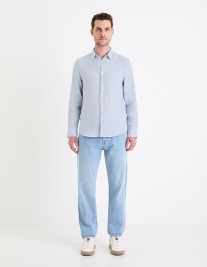 Regular Shirt 100% Linen_DAFLIX_LIGHT BLUE_03