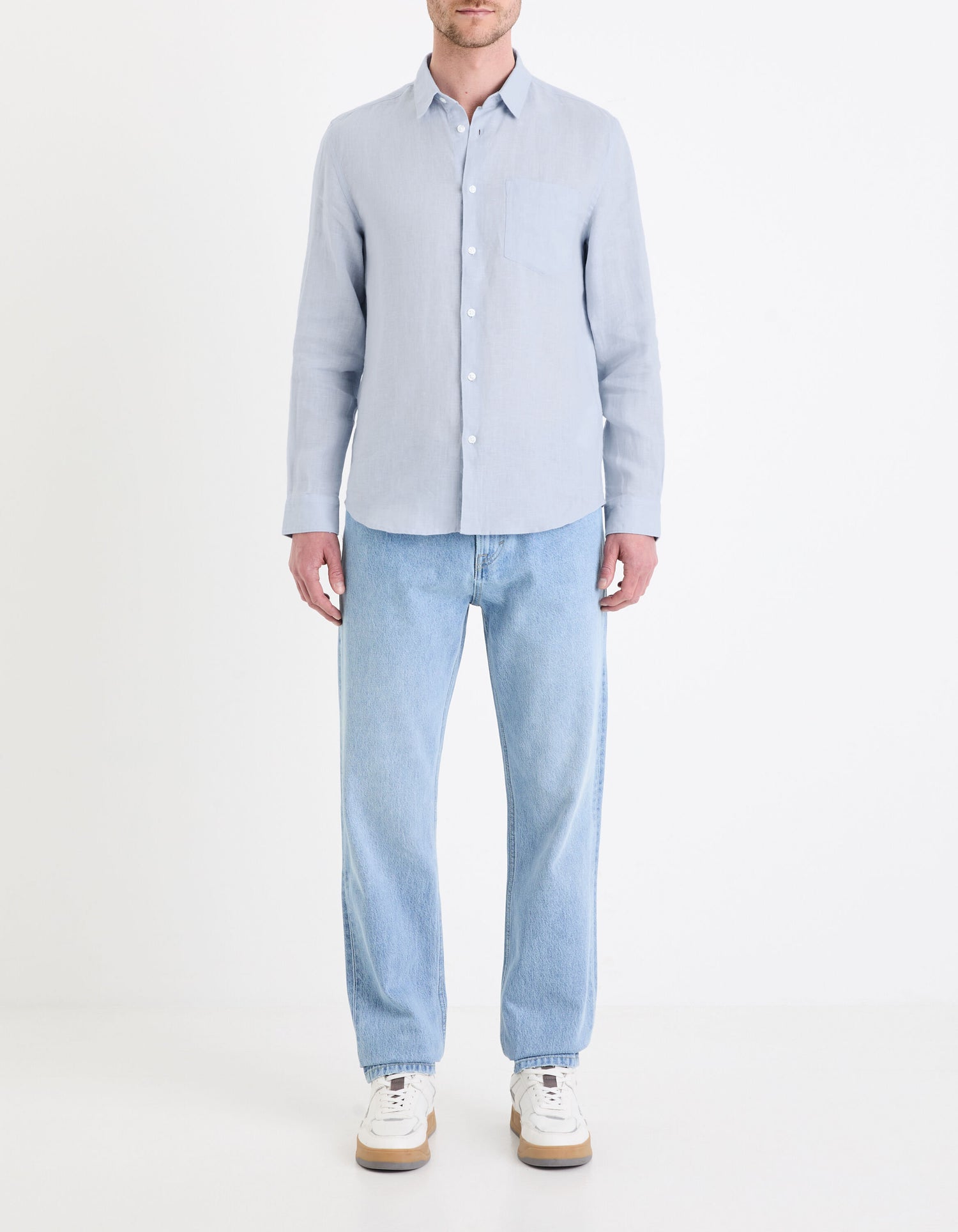 Regular Linen Shirt - Sky Blue_03