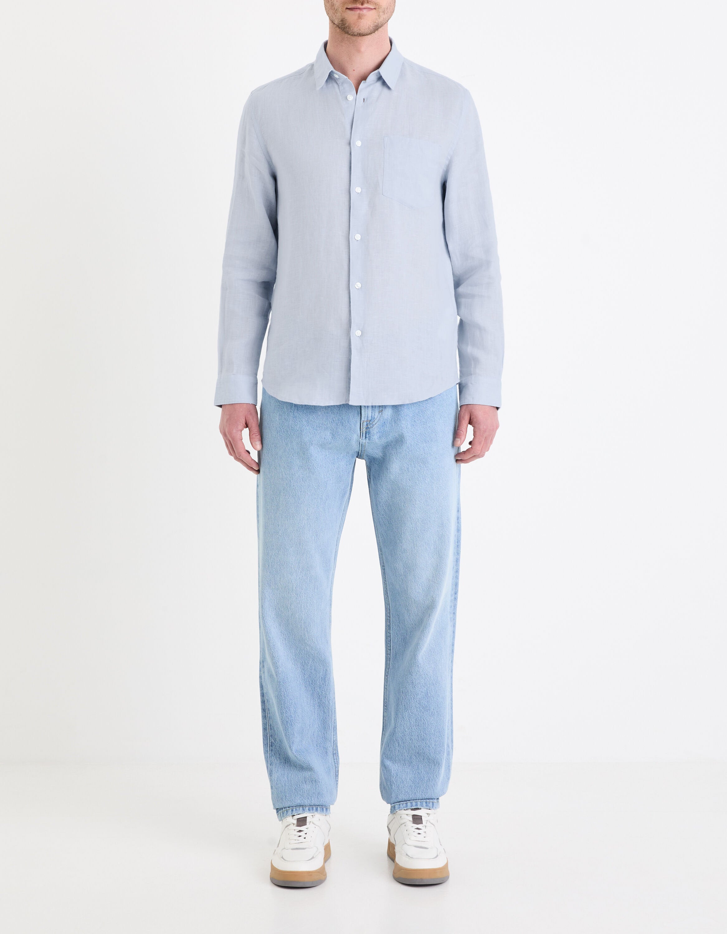 Regular Linen Shirt - Sky Blue_03