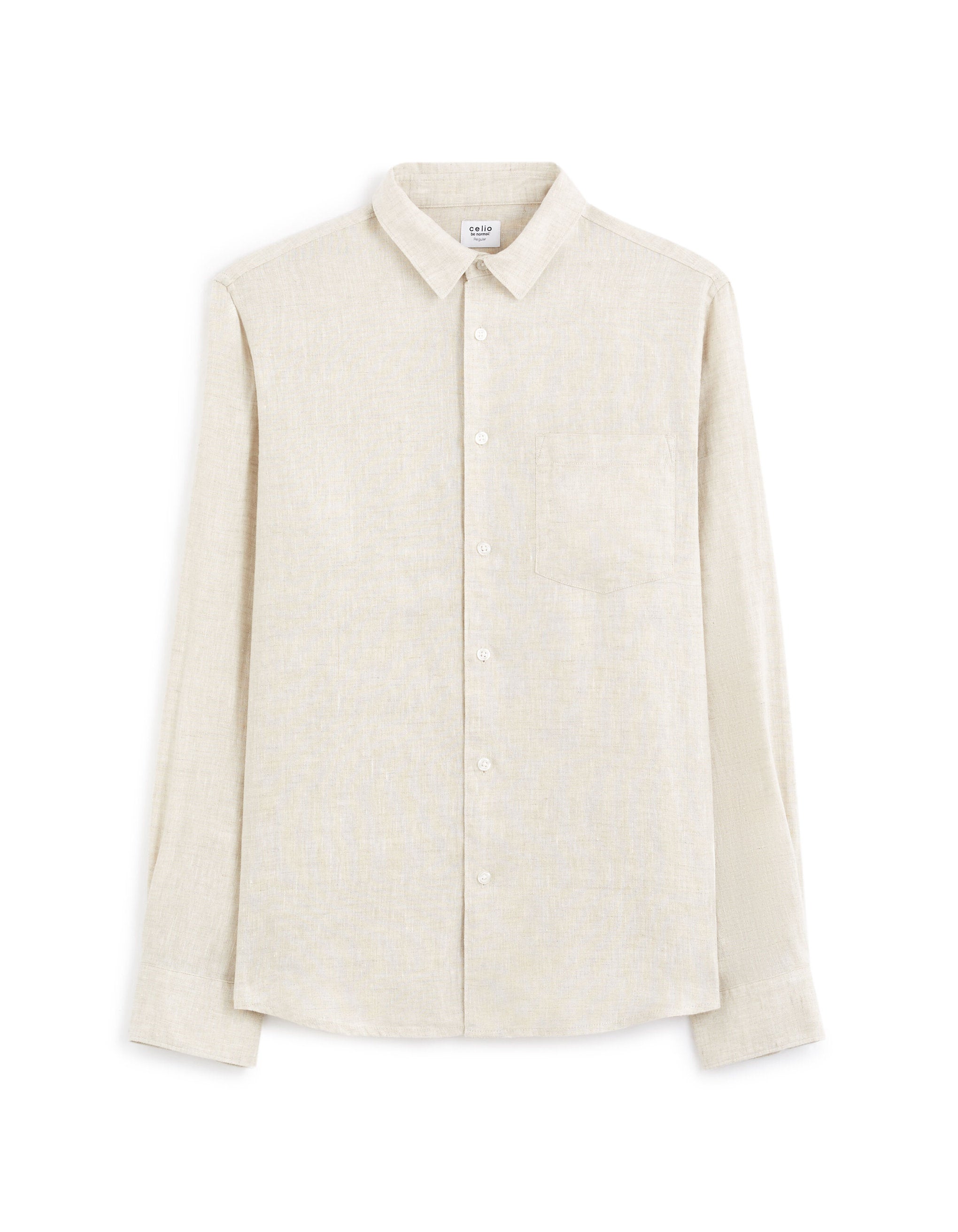 Regular Linen Shirt - Ecru_01