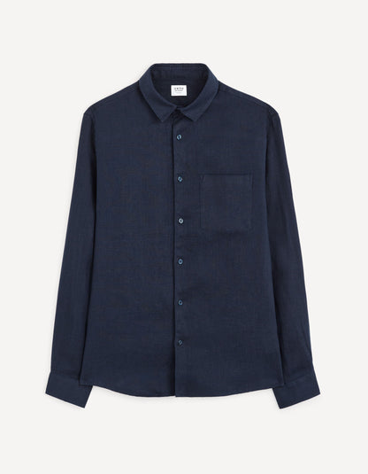 Regular Shirt 100% Linen_DAFLIX_NAVY_02