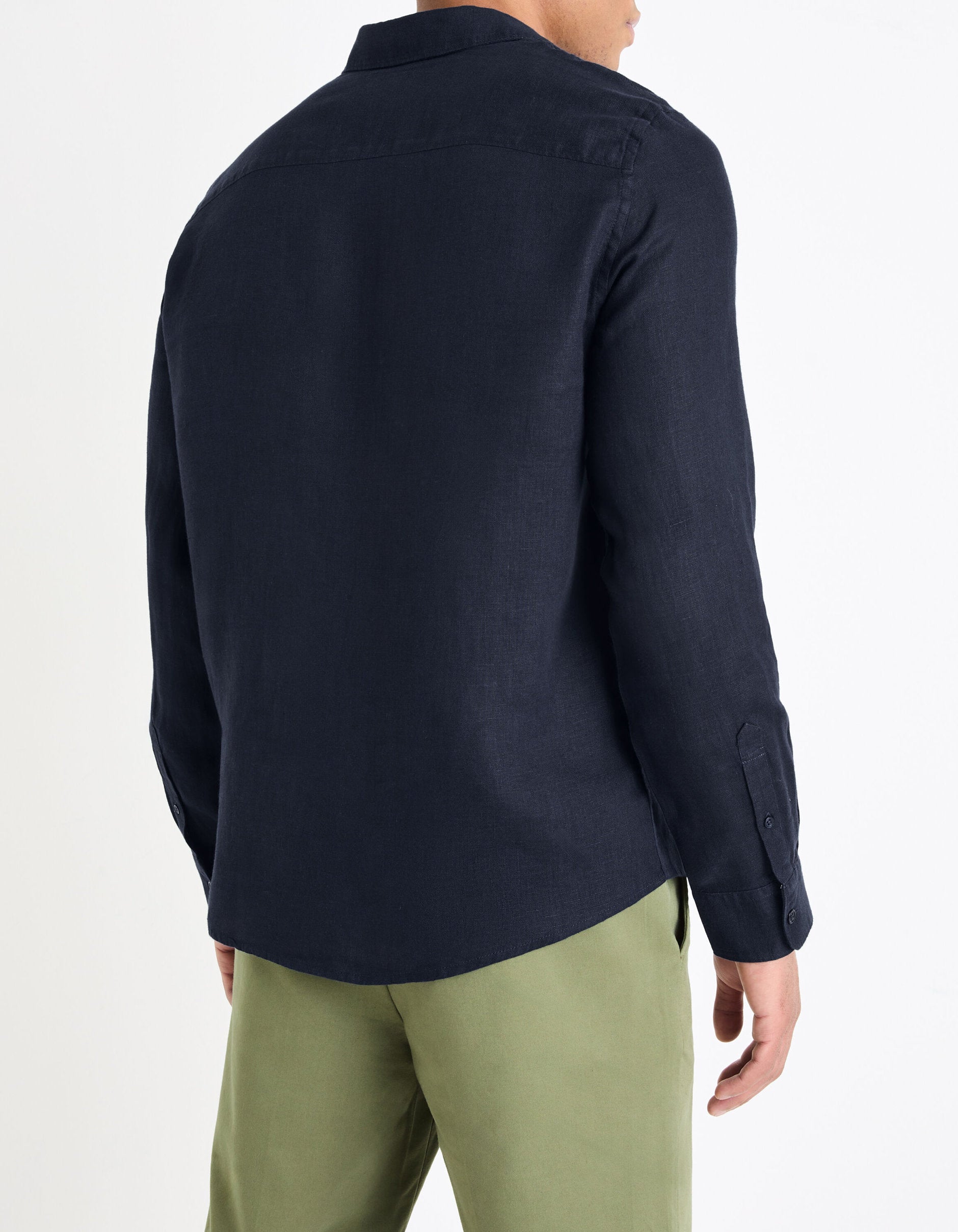 Regular Linen Shirt - Navy_04