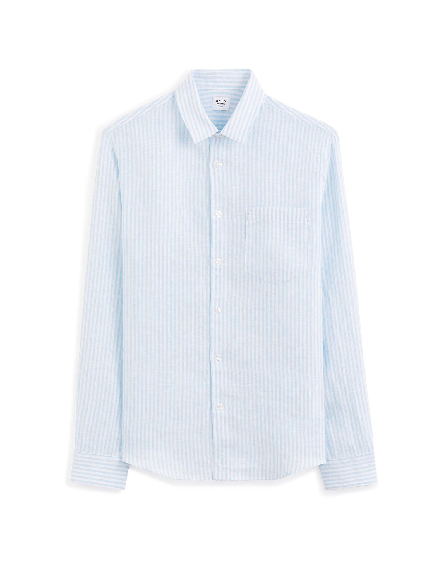 Regular Linen Shirt - Light Blue_01