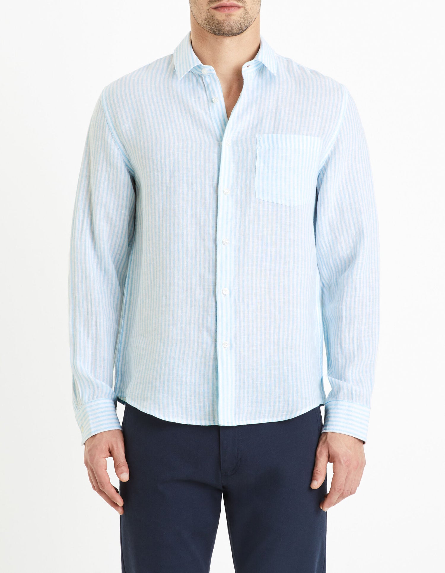 Regular Linen Shirt - Light Blue_02