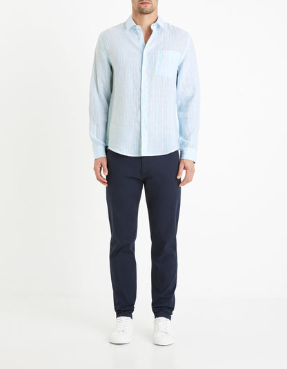 Regular Linen Shirt - Light Blue_03