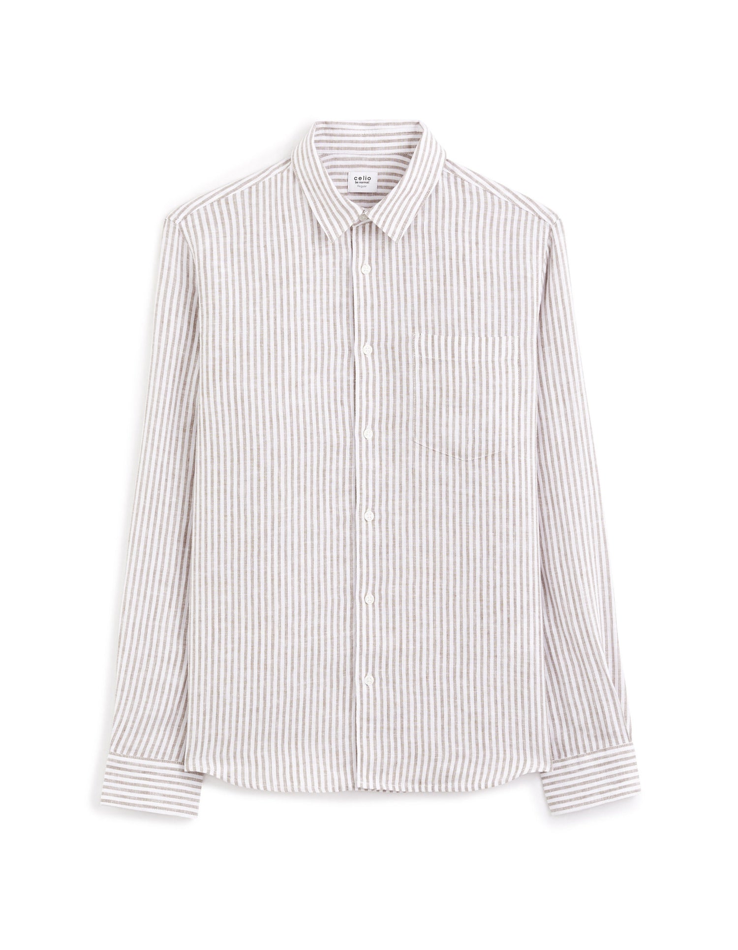 Regular Linen Shirt - Taupe_01