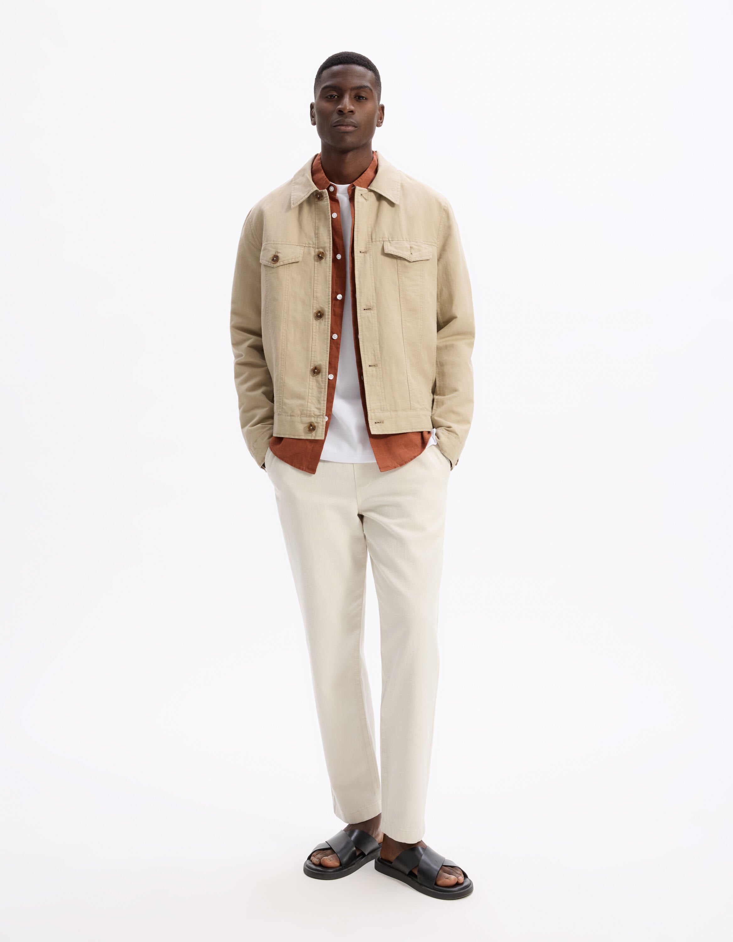 Celio_Terracotta Chemise Regular 100% Linen_DAFLIX_TERRACOTTA_02