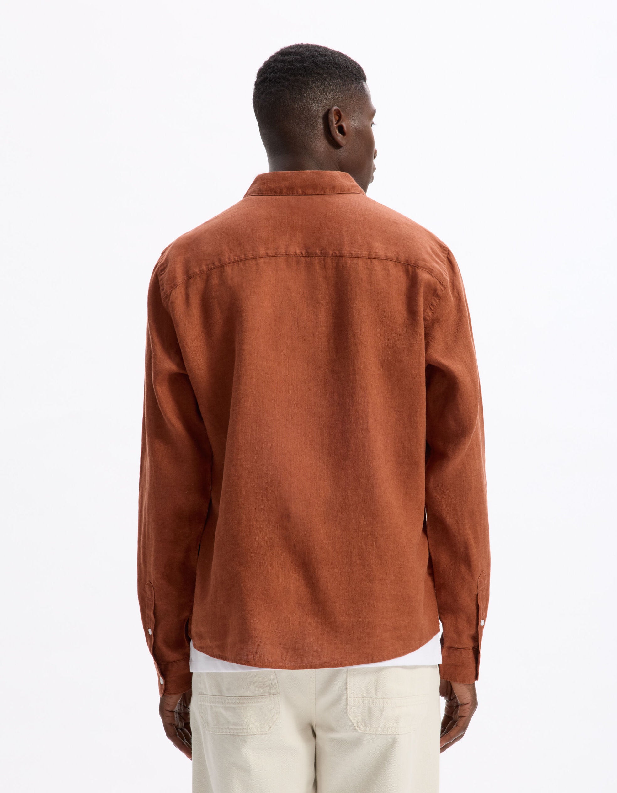 Celio_Terracotta Chemise Regular 100% Linen_DAFLIX_TERRACOTTA_03