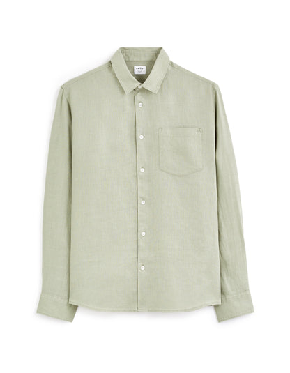 Celio_Sauge green Regular Shirt 100% Linen_DAFLIX_VERT SAUGE_05