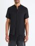 Regular Shirt With Mandarin Collar 100% Linen - Black_02