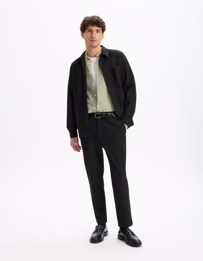 Celio_Sage Green Regular Shirt with Mao Collar 100% Linen_DAMAOPOC_VERT SAUGE_01