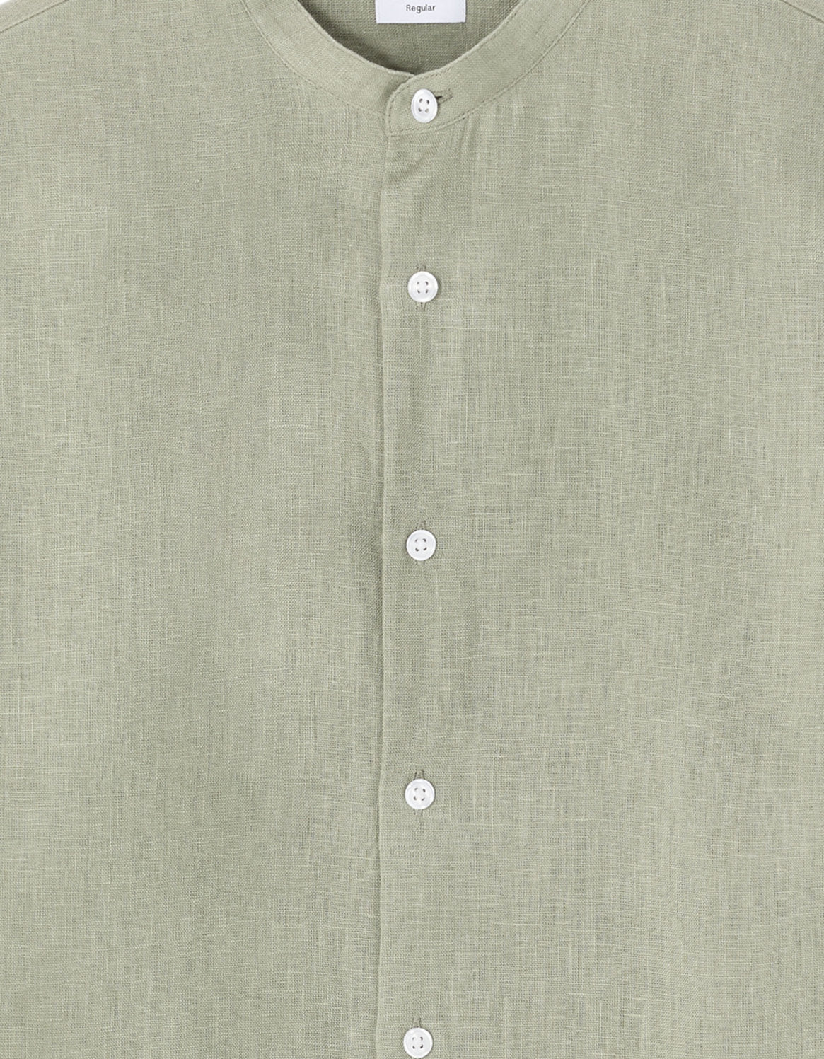 Celio_Sage Green Regular Shirt with Mao Collar 100% Linen_DAMAOPOC_VERT SAUGE_06