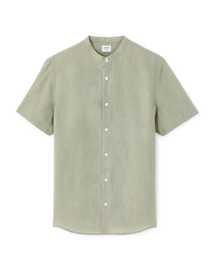 Celio_Sage Green Regular Shirt with Mao Collar 100% Linen_DAMAOPOC_VERT SAUGE_08