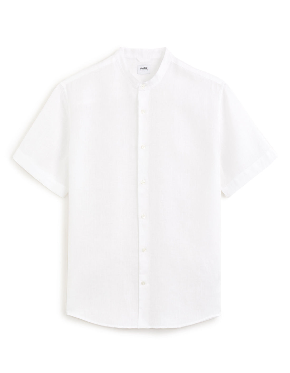 Regular Shirt With Mandarin Collar 100% Linen - White_01