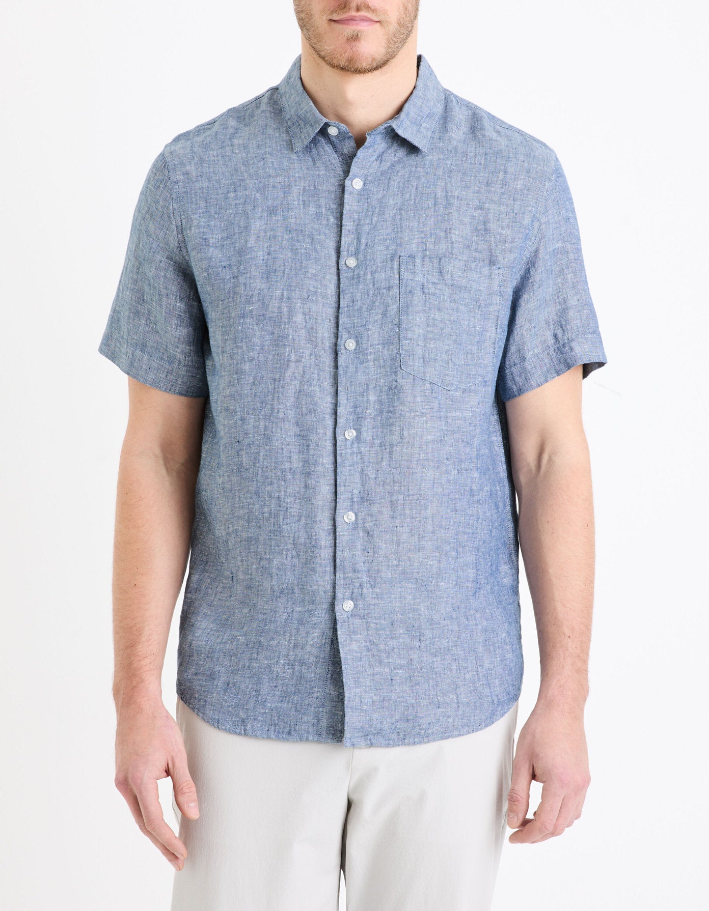 Regular Shirt 100% Linen - Blue_02