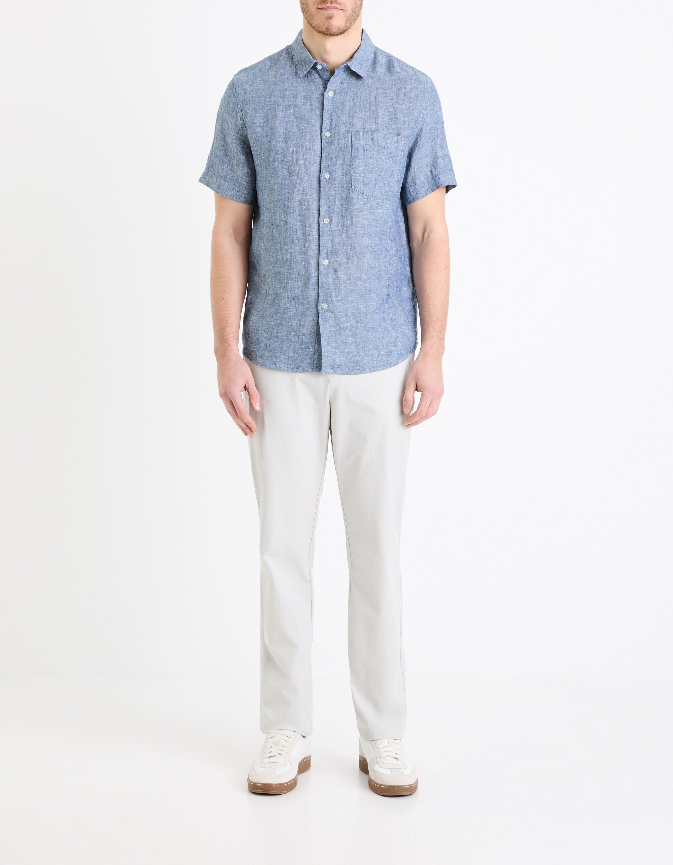 Regular Shirt 100% Linen - Blue_03