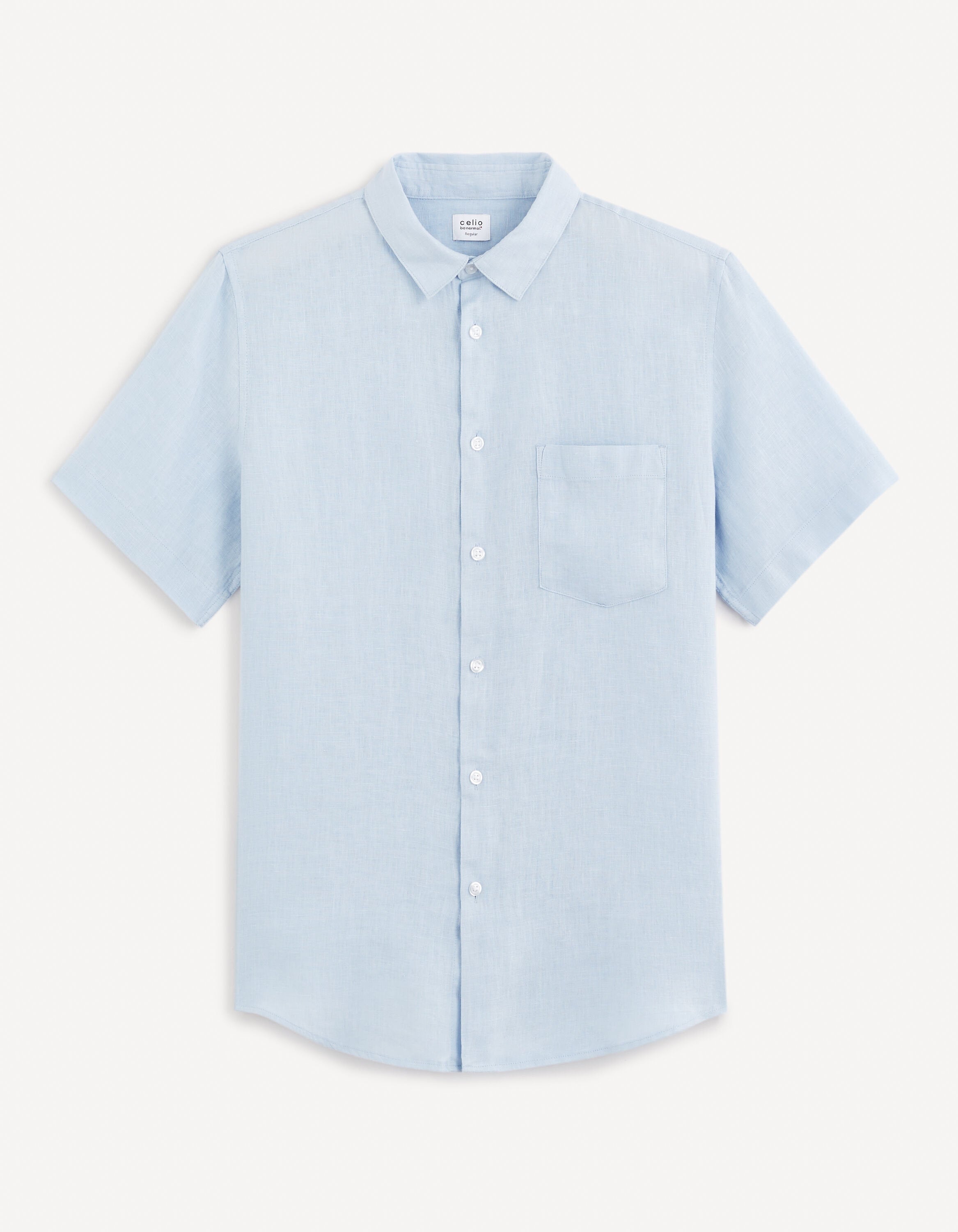 Regular Shirt 100% Linen_DAMARLIN_LIGHT BLUE_01