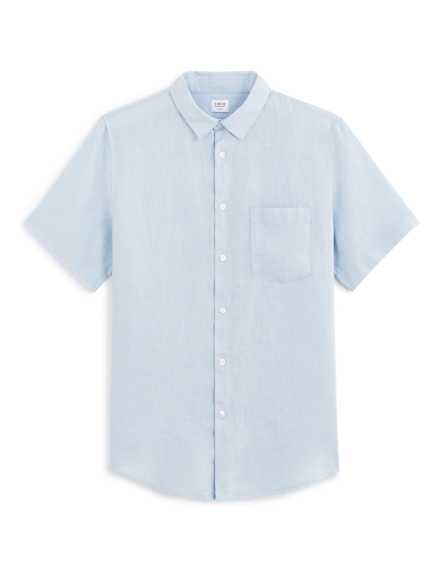 Regular Shirt 100% Linen - Light Blue_01