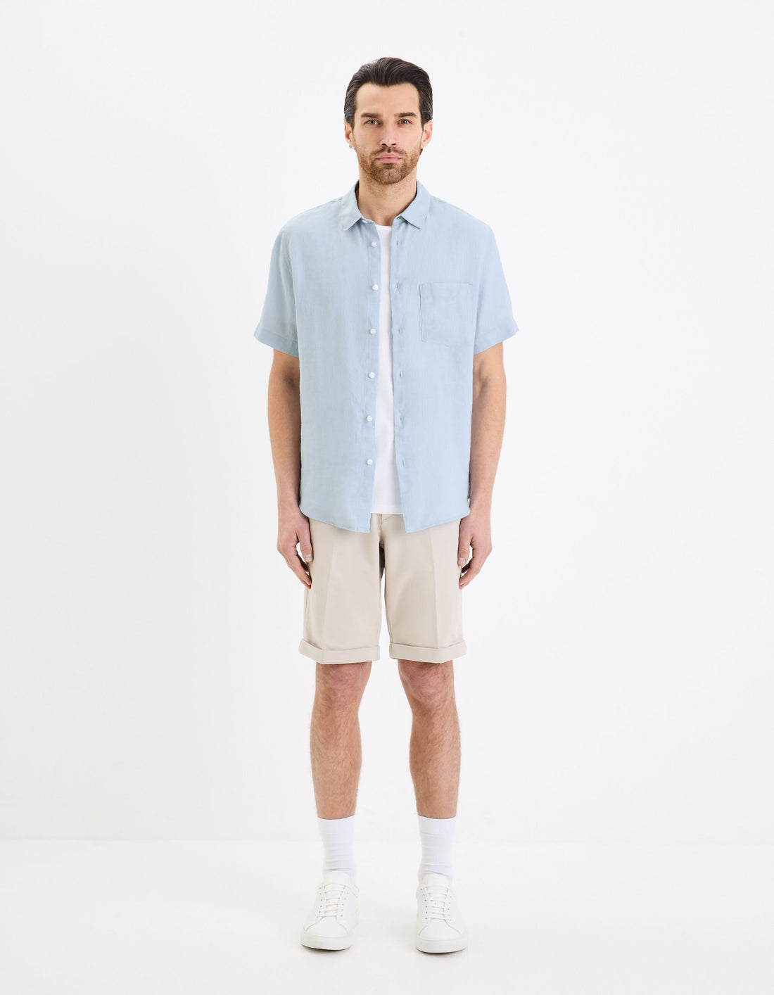 Regular Shirt 100% Linen_DAMARLIN_LIGHT BLUE_02