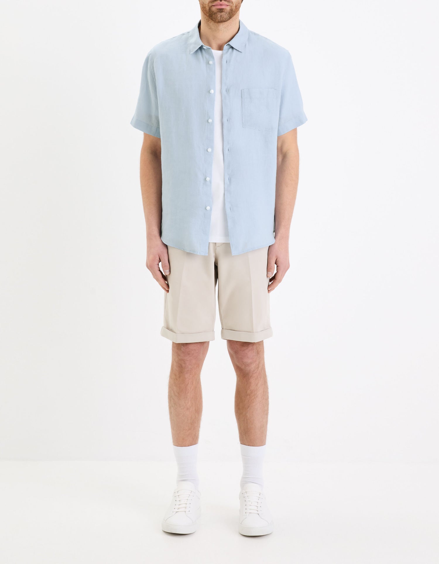 Regular Shirt 100% Linen - Light Blue_03