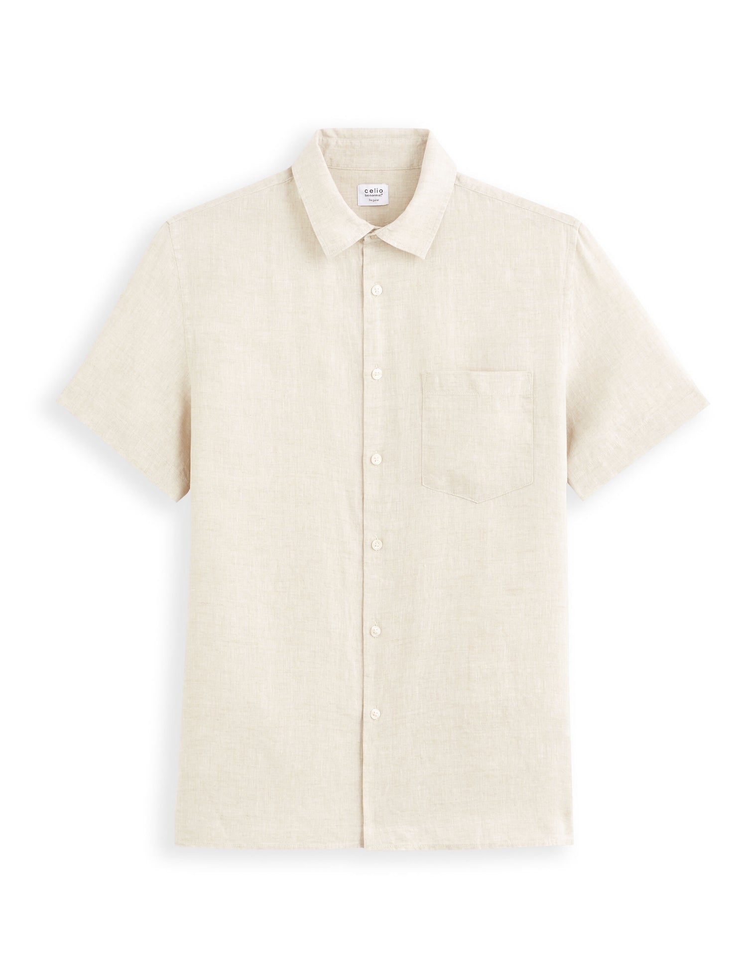 Regular 100% Linen Shirt - Ecru_01