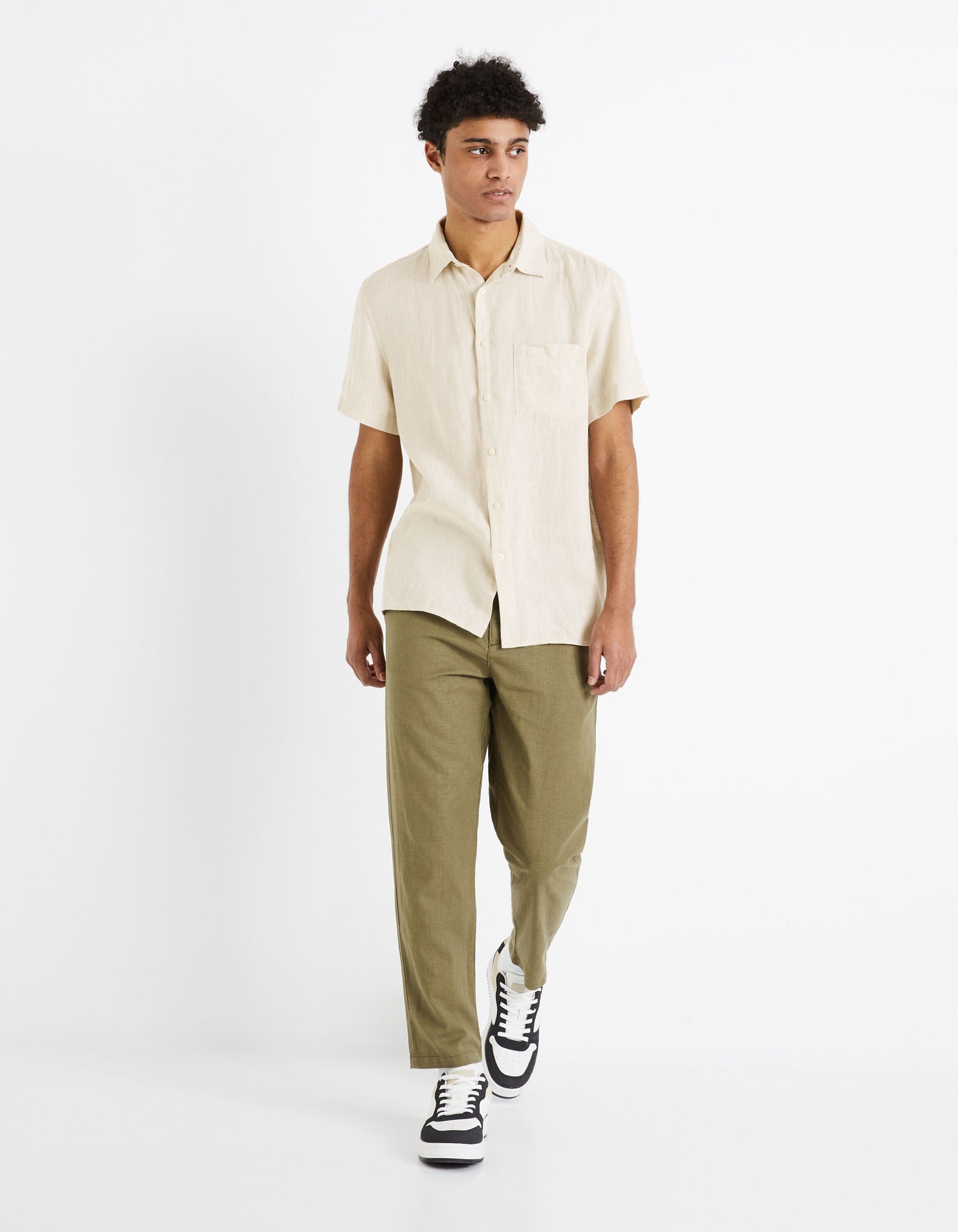 Regular 100% Linen Shirt - Ecru_03