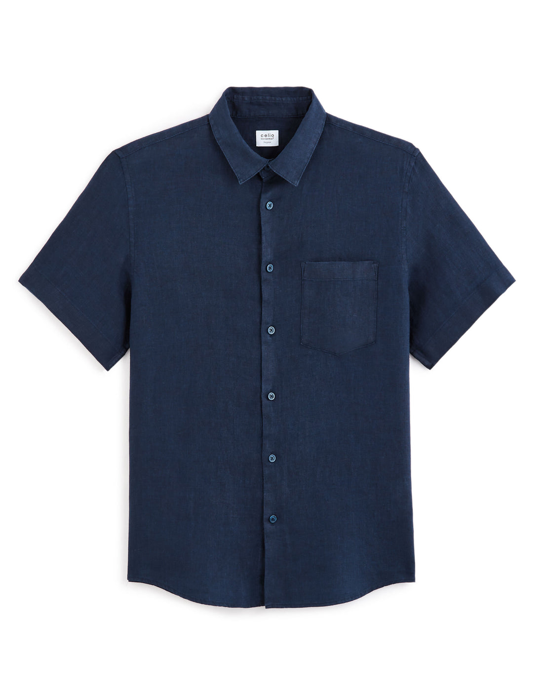 Regular 100% Linen Shirt - Navy_01