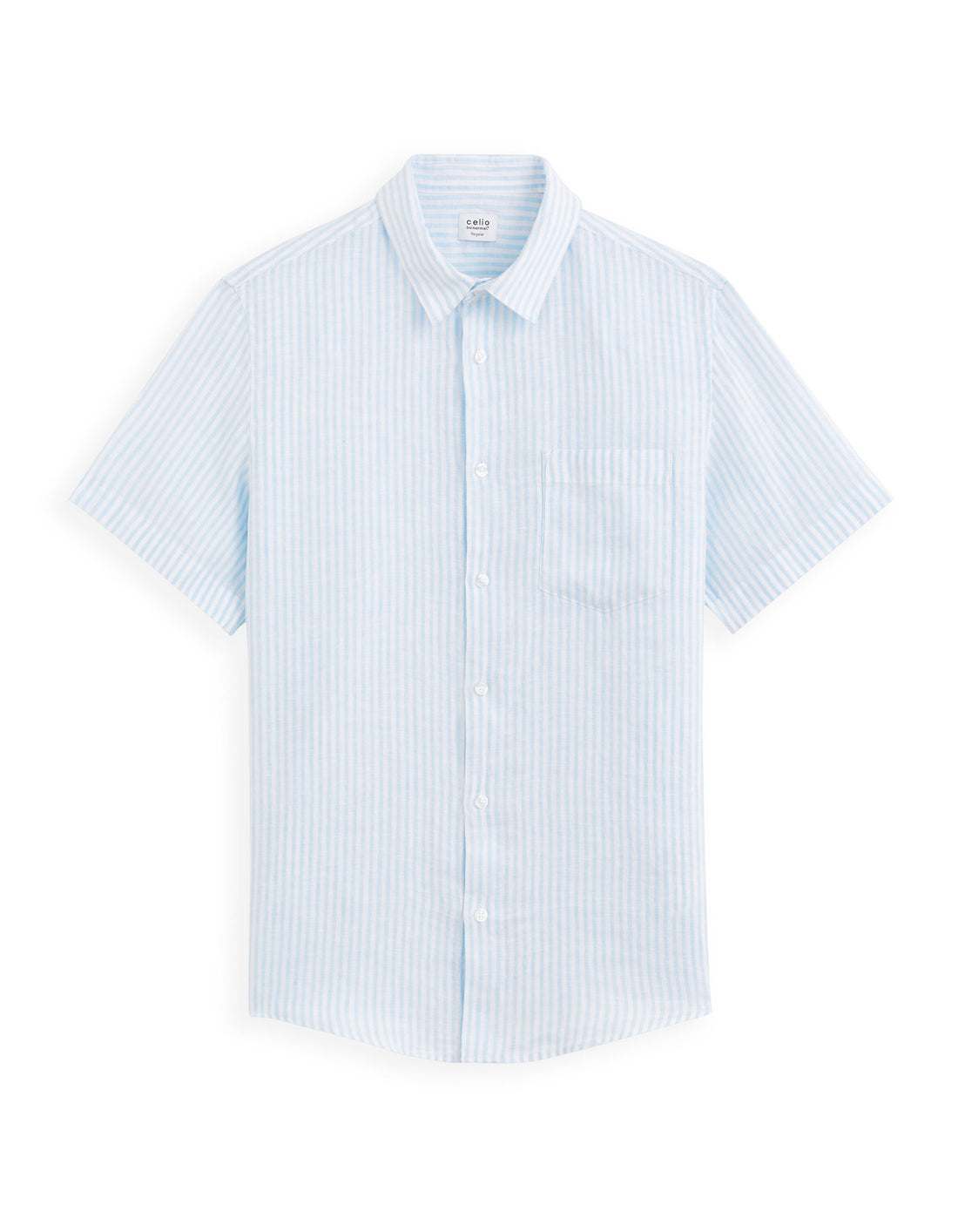 Regular Shirt 100% Linen - Light Blue_01