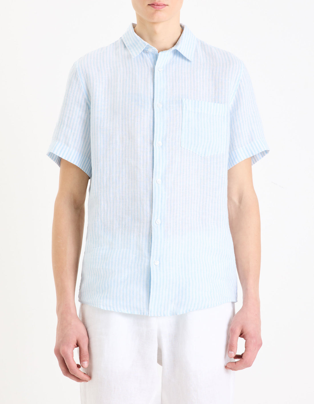 Regular Shirt 100% Linen - Light Blue_02